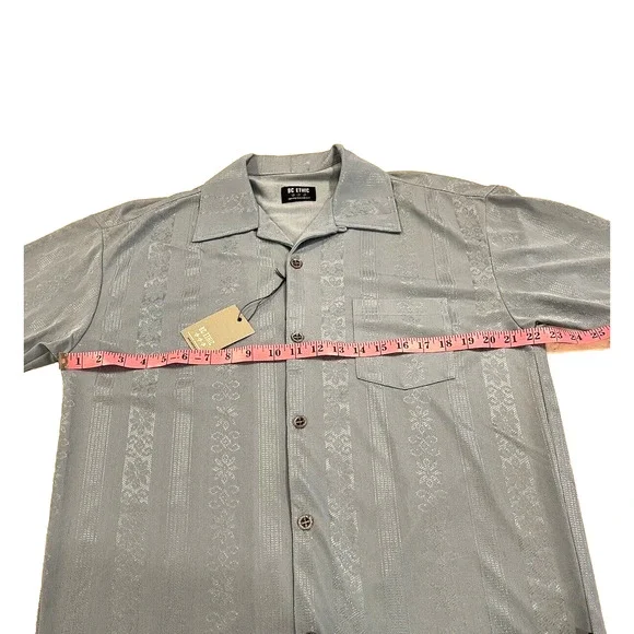 BC ETHIC Lounge Short Sleeve Shirt Mens SZ L NEW Shimmery Blue Button Up - Picture 3 of 11